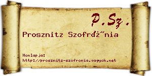 Prosznitz Szofrónia névjegykártya